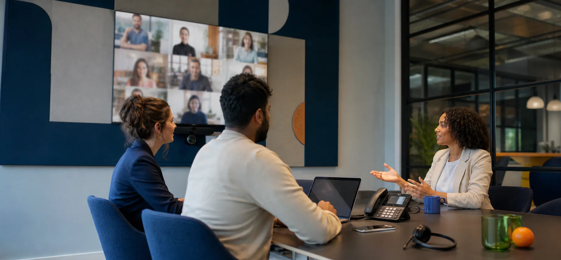 Team werkt in een moderne digitale werkomgeving
